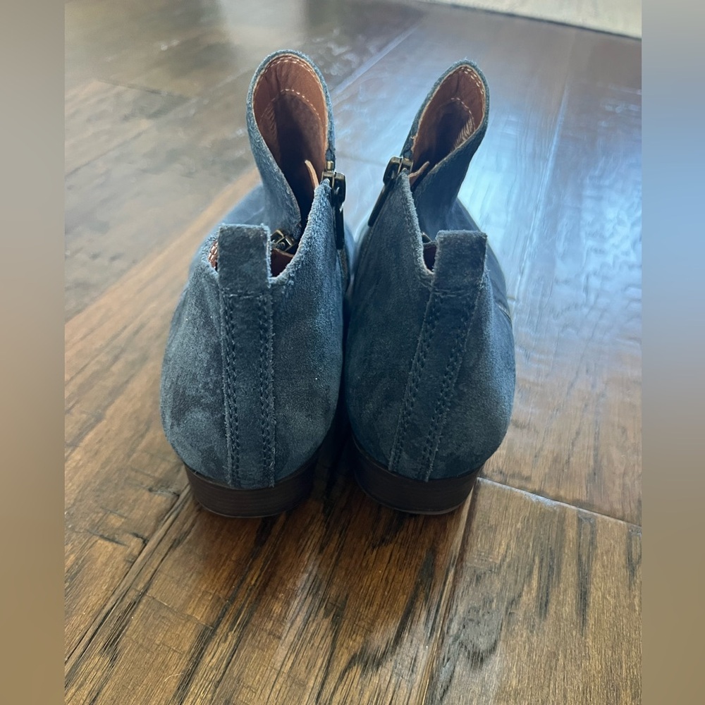 Lucky Brand Basel Snake Skin Ankle Booties Suede Leather Midnight Navy Blue 12 - Picture 5 of 6